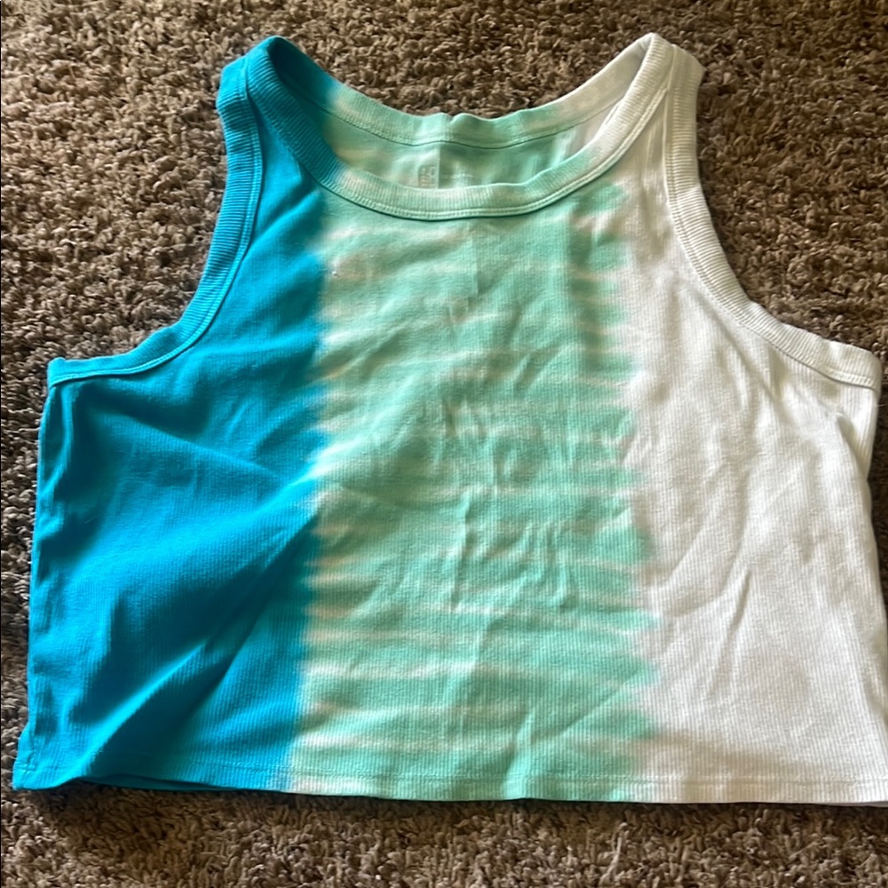 NOBO Turquoise and White Crop Top
